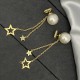 Dior La Petite Tribale CD Signature Star Detail White Pearl Women’s Yellow Gold Asymmetric Drop Earrings