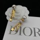 Dior La Petite Tribale CD Signature Star Detail White Pearl Asymmetric Drop Earrings