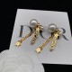 Dior La Petite Tribale CD Signature Star Detail White Pearl Asymmetric Drop Earrings