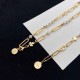 Dior LOGO And Star Pendants Classic Yellow Gold Plated Women White Pearl Hoop Jewel Set