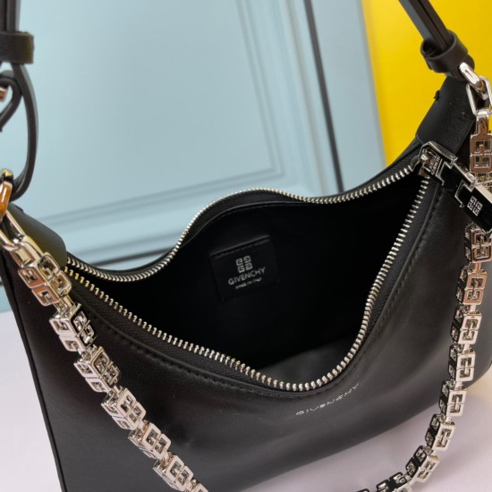 Givenchy Moon Cut Small Leather Shoulder Bag In Black