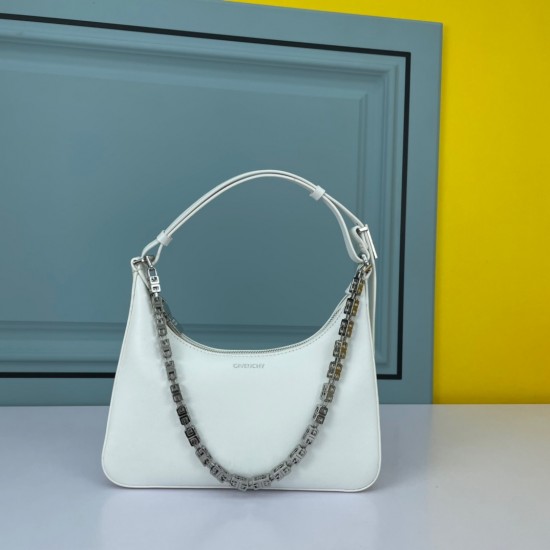 Givenchy Moon Cut Small Leather Shoulder Bag In White