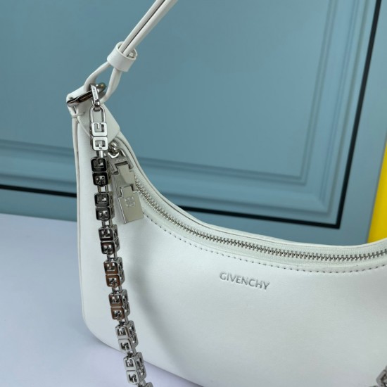 Givenchy Moon Cut Small Leather Shoulder Bag In White