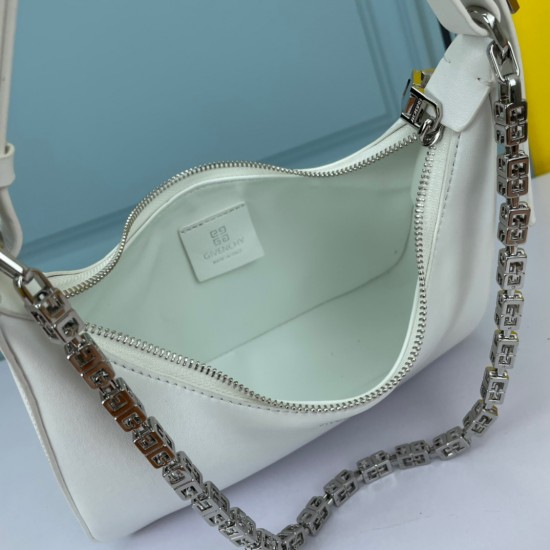 Givenchy Moon Cut Small Leather Shoulder Bag In White