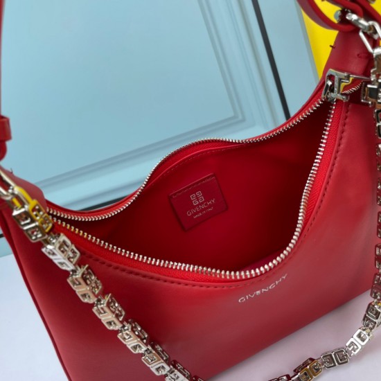 Givenchy Moon Cut Small Leather Shoulder Bag In Red