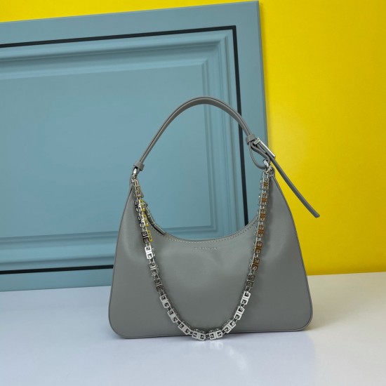 Givenchy Moon Cut Small Leather Shoulder Bag In Grey