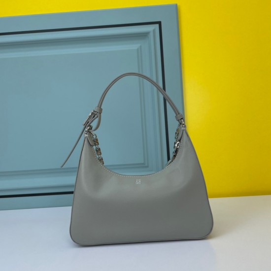 Givenchy Moon Cut Small Leather Shoulder Bag In Grey