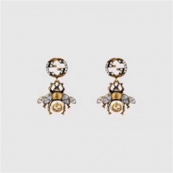 Gucci Bee Earrings With Interlocking G Glass Pearl With Interlocking G Interlocking G Studs With Crystals