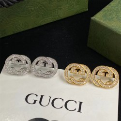 Gucci Interlocking G With Diamonds Earrings,White Gold,Yellow Gold