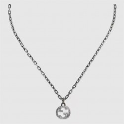 Gucci Interlocking G Pendant Necklace Silver Large