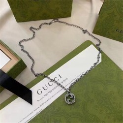 Gucci Interlocking G Pendant Necklace Silver Large