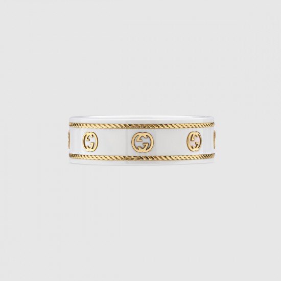 Gucci Icon Ring with Yellow Gold Interlocking G