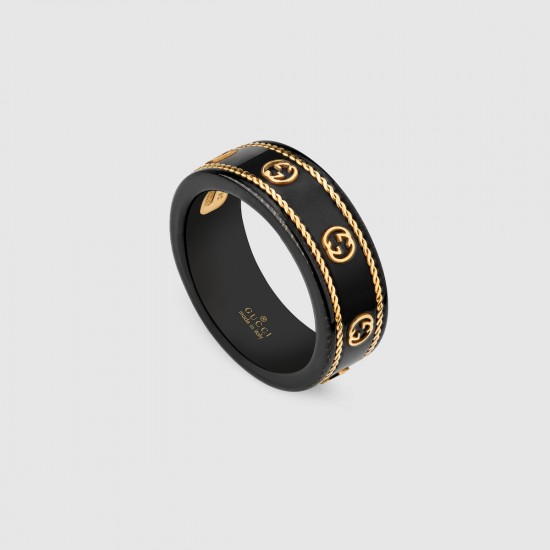 Gucci Icon Ring with Yellow Gold Interlocking G