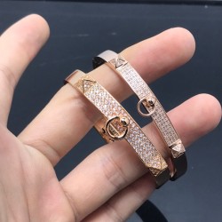 Hermes Collier de Chien Double Layer Bracelet White Gold/Rose Gold