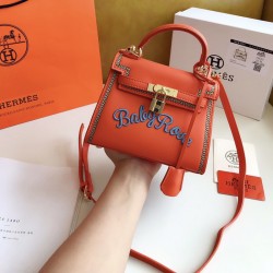 Hermes Embroidered Kelly Bag Orange 