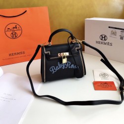 Hermes Embroidered Kelly Bag Black