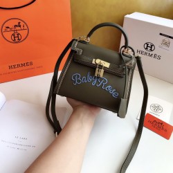 Hermes Embroidered Kelly Bag Brown 