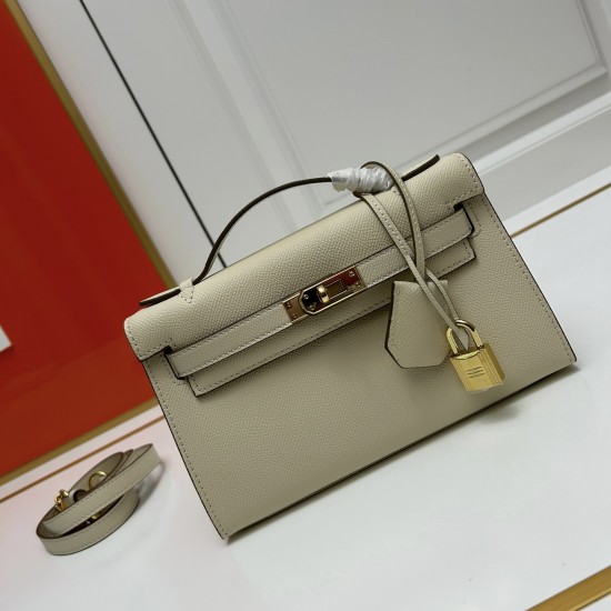 Hermes Swift Kelly Pochette White