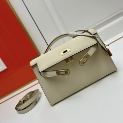 Hermes Swift Kelly Pochette White