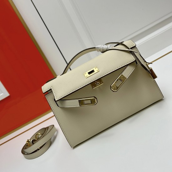 Hermes Swift Kelly Pochette White