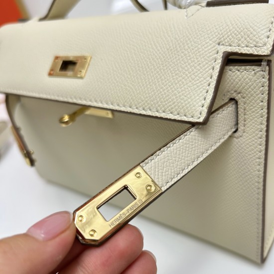 Hermes Swift Kelly Pochette White