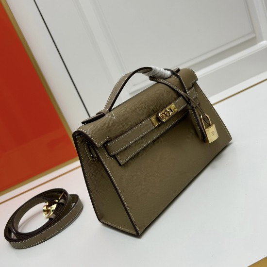 Hermes Swift Kelly Pochette Light Brown