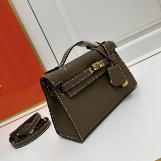 Hermes Swift Kelly Pochette Dark Brown