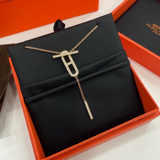 Hermes New Farandole Necklace With Diamonds White Gold/Rose Gold