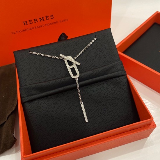 Hermes New Farandole Necklace With Diamonds White Gold/Rose Gold