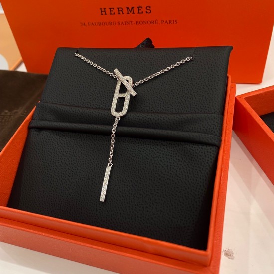 Hermes New Farandole Necklace With Diamonds White Gold/Rose Gold