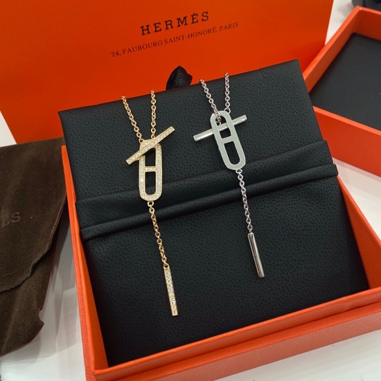 Hermes New Farandole Necklace With Diamonds White Gold/Rose Gold