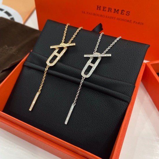 Hermes New Farandole Necklace With Diamonds White Gold/Rose Gold