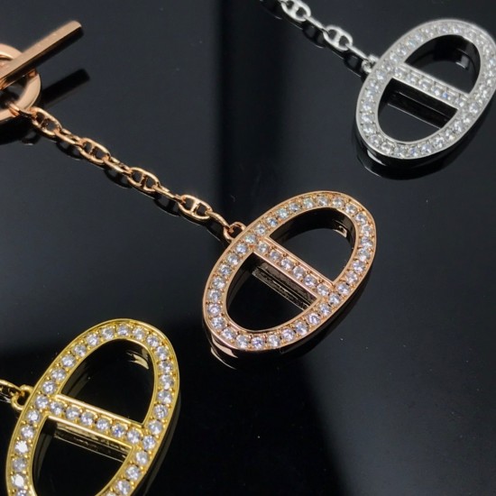 Hermes Chaine D’Ancre Necklace With Diamonds 3 Colors