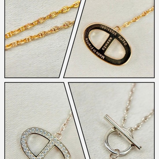 Hermes Chaine D’Ancre Necklace With Diamonds 3 Colors