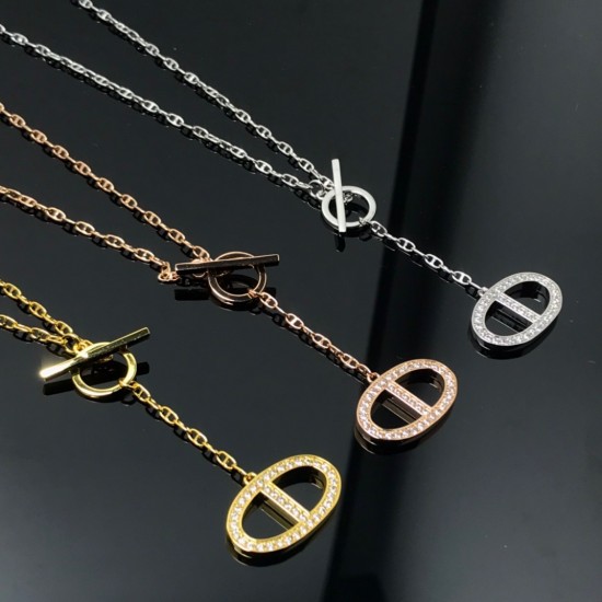 Hermes Chaine D’Ancre Necklace With Diamonds 3 Colors