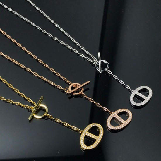 Hermes Chaine D’Ancre Necklace With Diamonds 3 Colors