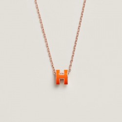 Hermes Pop H Pendant Necklace In Orange