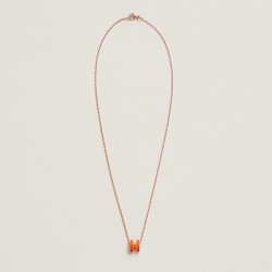 Hermes Pop H Pendant Necklace In Orange