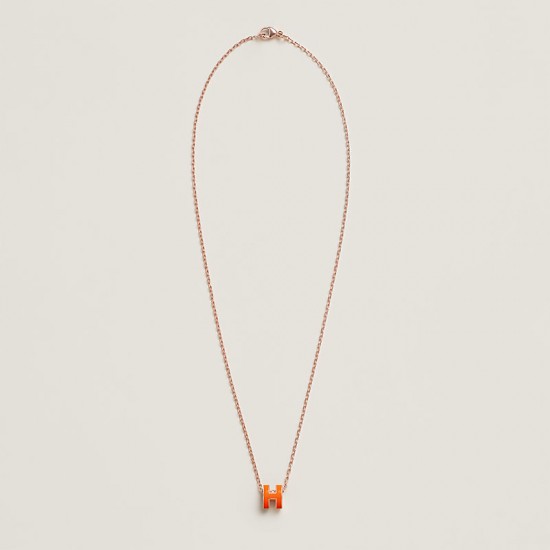 Hermes Pop H Pendant Necklace In Orange