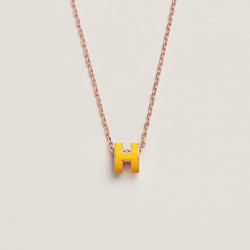 Hermes Pop H Pendant Necklace In Yellow