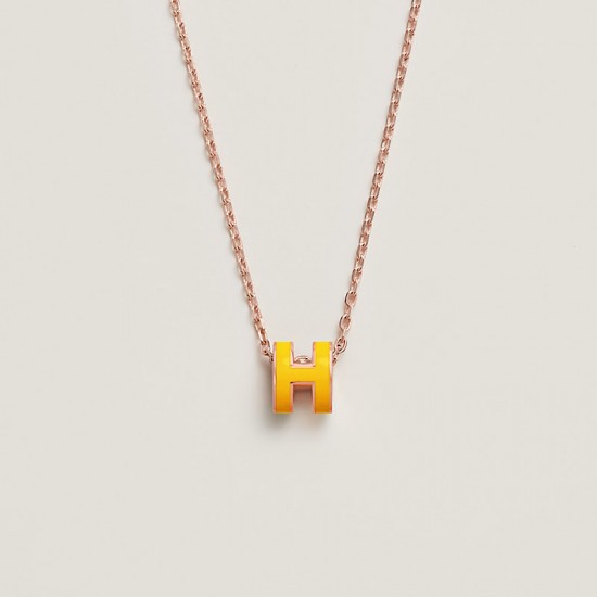 Hermes Pop H Pendant Necklace In Yellow