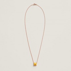 Hermes Pop H Pendant Necklace In Yellow