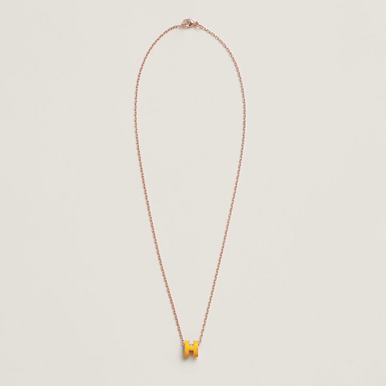 Hermes Pop H Pendant Necklace In Yellow