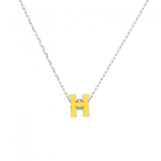 Hermes Pop H Pendant Necklace In Yellow