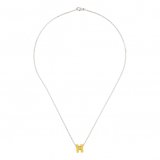 Hermes Pop H Pendant Necklace In Yellow