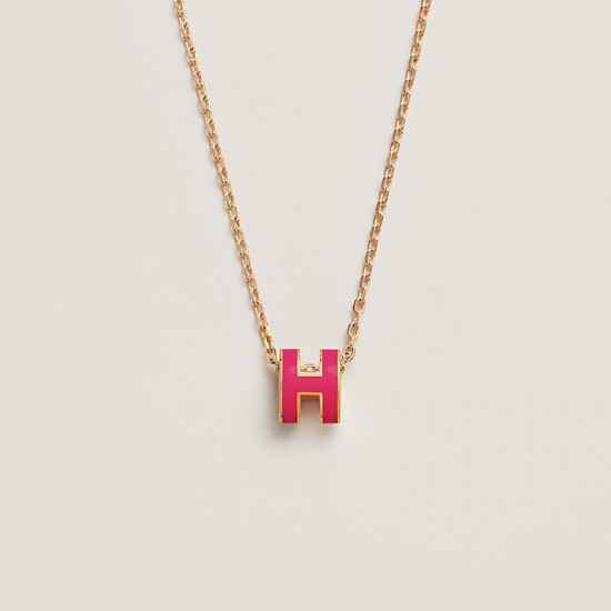 Hermes Pop H Pendant Necklace In Red