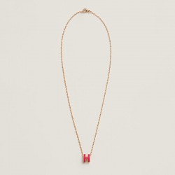 Hermes Pop H Pendant Necklace In Red