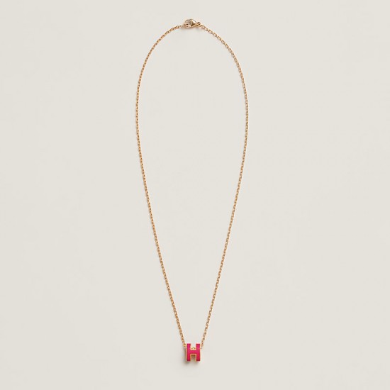 Hermes Pop H Pendant Necklace In Red