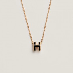 Hermes Pop H Pendant Necklace In Black