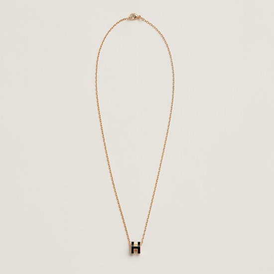 Hermes Pop H Pendant Necklace In Black